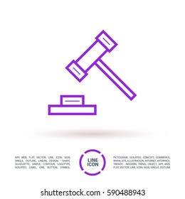Auction isolated minimal single flat linear icon for application and info-graphic. Law line vector icon for websites and mobile minimalistic flat design.
