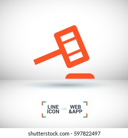 Auction isolated minimal single flat linear icon for application and info-graphic. Law line vector icon for websites and mobile minimalistic flat design.