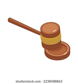 Auction isometric composition with isolated icons on blank background vector illustration