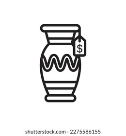 Auction Jar Outline Icon Vector Illustration