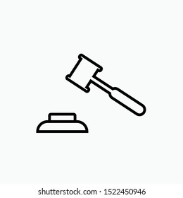 Auction or Law Hammer Icon. Judge Gavel Vector, Sign and Symbol for Design, Presentation, Court Website or Apps Elements. 