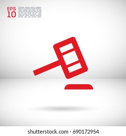 Auction law hammer line vector icon