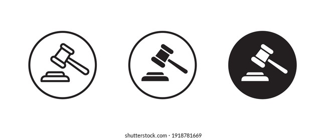 Versteigerungsgesetz, Rechtsanwalt, Vektor, Zeichen, Symbol, Logo, Illustration, bearbeitbarer Strich, flacher Gestaltungsstil einzeln auf weißem linearem Piktogramm