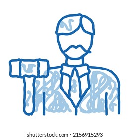 auction lead sketch icon vector. Hand drawn blue doodle line art auction lead sign. isolated symbol illustration