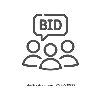 Auction Line Icon. Bid Offer Sign. Raise The Price Up Symbol. Quality Design Element. Linear Style Auction Icon. Editable Stroke. Vector