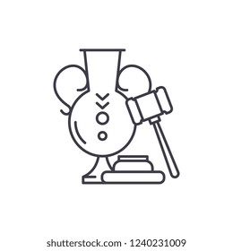 Auction line icon concept. Auction vector linear illustration, symbol, sign