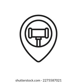 Auction Location Outline Icon Vector Illustration