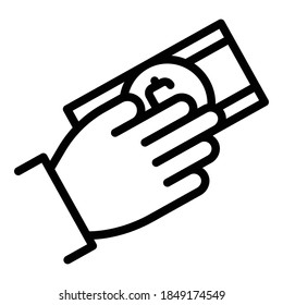 Auction money icon. Outline auction money vector icon for web design isolated on white background