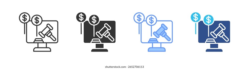 Subasta Multi Style Icon Set Vector
