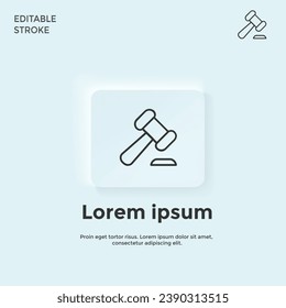 diseño de estilo de icono de neumorfismo de subasta, trazo editable