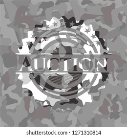 Auction on grey camo texture