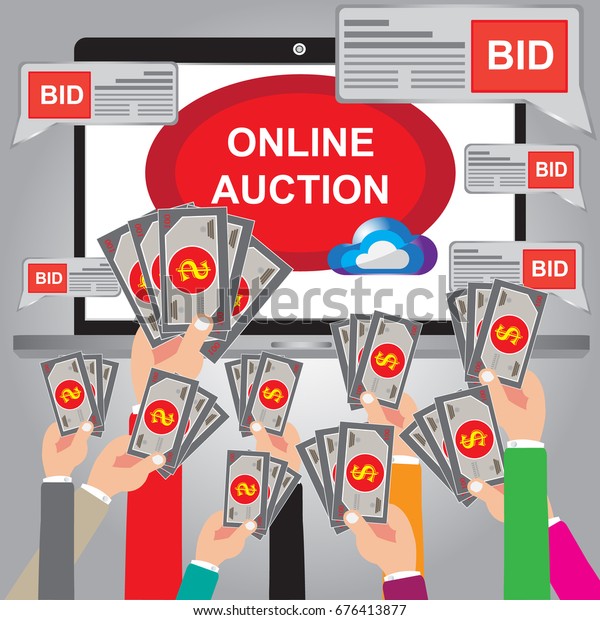 Auction Online Concept  Site Laptop Stock Vector (Royalty Free