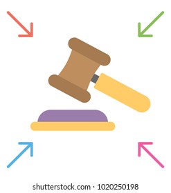 
Auction paddle on gavel, flat design bidding concept
