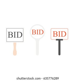 Auction Paddle Set. Clipart Image Isolated On White Background