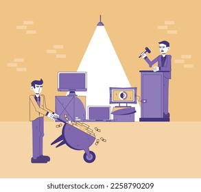 Subasta en curso ilustración animada