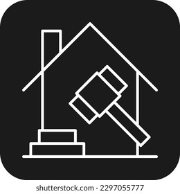 Auction Real Estate icon with black filled line style. finance, money, hammer, cash, support, justice, buy. Vector illustration