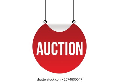 Auction red vector banner illustration isolated on white background