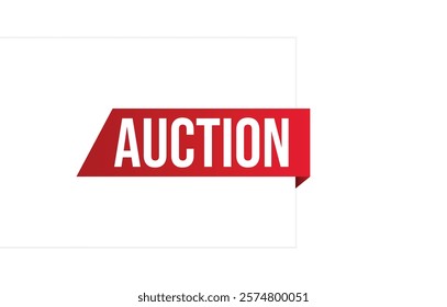 Auction red vector banner illustration isolated on white background