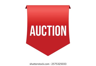 Auction red vector banner illustration isolated on white background