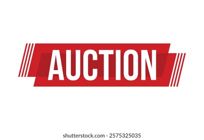 Auction red vector banner illustration isolated on white background