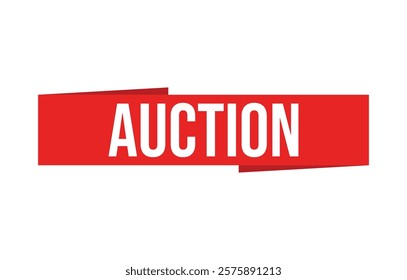 Auction red vector banner illustration isolated on white background