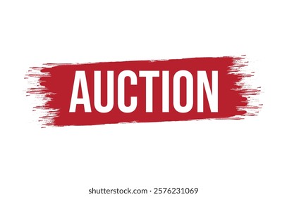 Auction red vector banner illustration isolated on white background