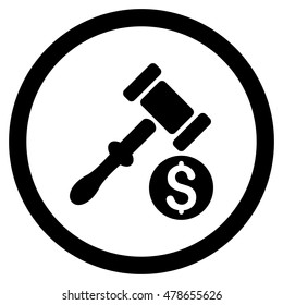 Auction rounded icon. Vector illustration style is flat iconic symbol, black color, white background.