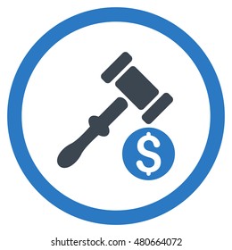 Auction rounded icon. Vector illustration style is flat iconic bicolor symbol, smooth blue colors, white background.