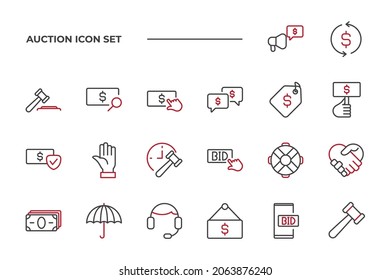 Auction set icon, isolated Auction set sign icon, vector illustration