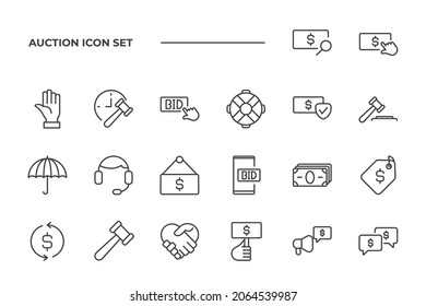 Symbol für Auktionssatz, Symbol für Auktionsset, Vektorgrafik