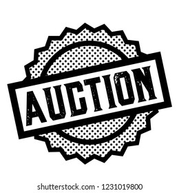 auction stamp on white background. Sign, label, sticker.