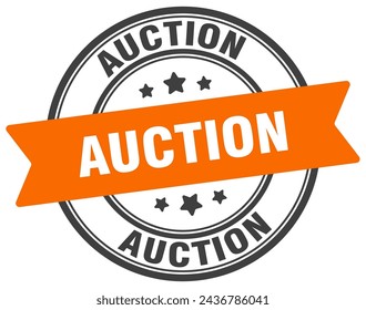 auction stamp. auction round sign. label on transparent background