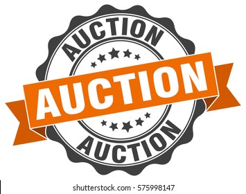 auction. stamp. sticker. seal. round grunge vintage ribbon auction sign