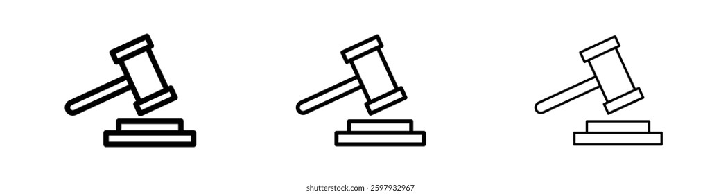 Auction thin line vector icon set.