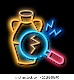 auction vase crack detection neon light sign vector. Glowing bright icon auction vase crack detection sign. transparent symbol illustration