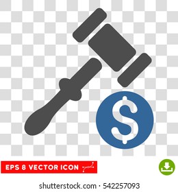 Auction vector icon. Image style is a flat cobalt and gray iconic symbol.