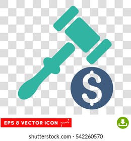 Auction vector icon. Image style is a flat cobalt and cyan pictograph symbol.
