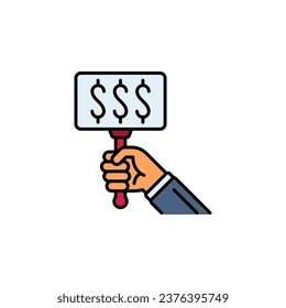 icono del vector de subasta. estilo de línea rellenado con icono inmobiliario. uso perfecto para logotipo, presentación, sitio web y más. estilo de línea de color de diseño de iconos moderno