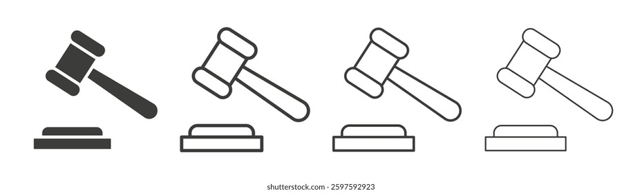 Auction vector icon set in black and white color.