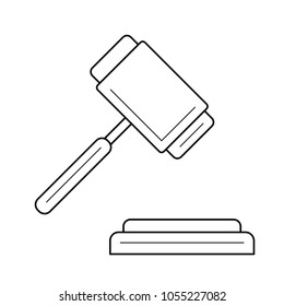 Auction vector line icon isolated on white background. Gavel and dish for real estate auction line icon for infographic, website or app.