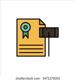 Auction, Vintage, Expensive, Gravel, Judge  Flat Color Icon. Vector icon banner Template. Vector Icon Template background