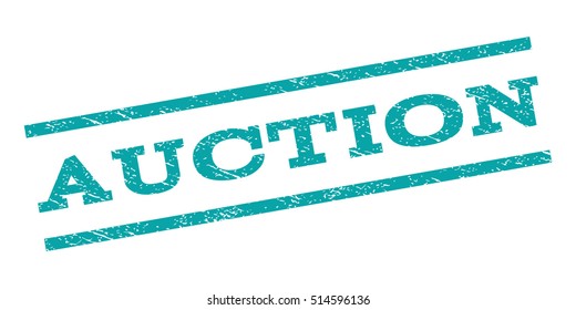 Auction watermark stamp. Text tag between parallel lines with grunge design style. Rubber seal stamp with dirty texture. Vector color ink imprint on a white background.