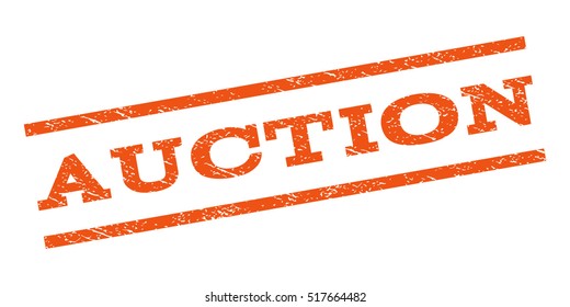 Auction watermark stamp. Text tag between parallel lines with grunge design style. Rubber seal stamp with dust texture. Vector color ink imprint on a white background.