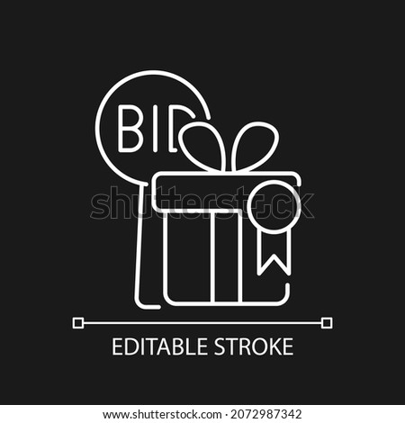 Auction winner linear icon for dark theme. Highest bid wins. Bidding. Overbid other buyers. Thin line customizable illustration. Isolated vector contour symbol for night mode. Editable stroke
