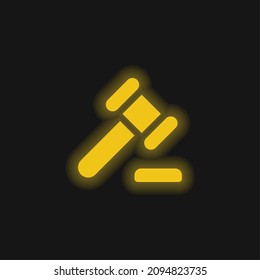 Auction yellow glowing neon icon