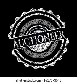 Auctioneer chalk emblem written on a blackboard. Vector Illustration. Detailed.