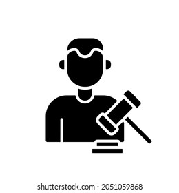Auctioneer glyph icon. Vector fill black illustration.