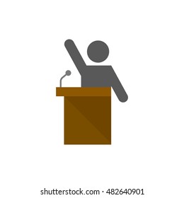 Auctioneer icon in flat color style. Business concept auction bidding bidder selling marketplace 