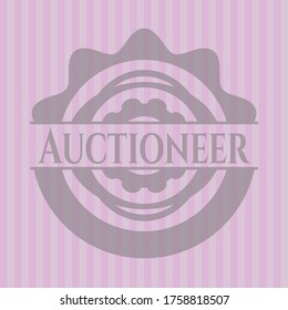 Auctioneer retro pink emblem. Elegant design. 