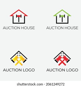 Auctions Logo, Vector Law Firm, Law Office, Lawyer services, Vector logo template. justice judge house hipster logo vector icon illustration.
